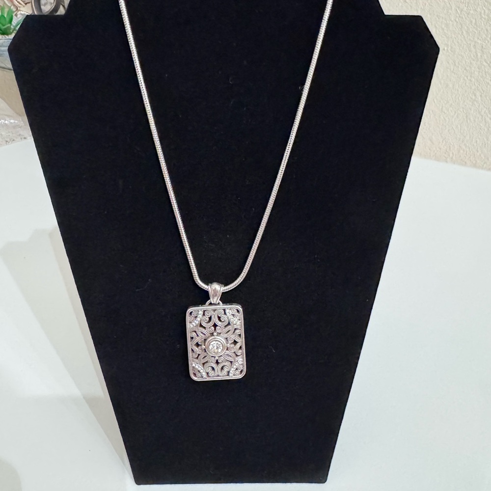 Brighton Rectangle Scroll Silver Pendant Necklace - image 4